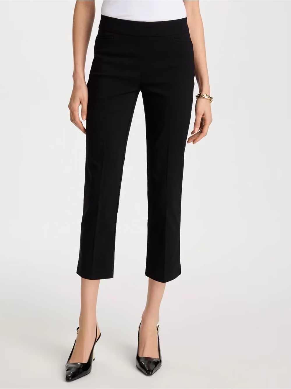 Chico's Black Cropped Straight-Leg Pants